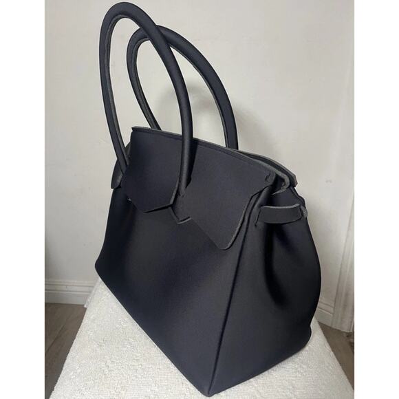 VGUC Save My Bag - Made in Italy - Miss World - Black Neoprene Satchel Handbag. - Picture 8 of 9